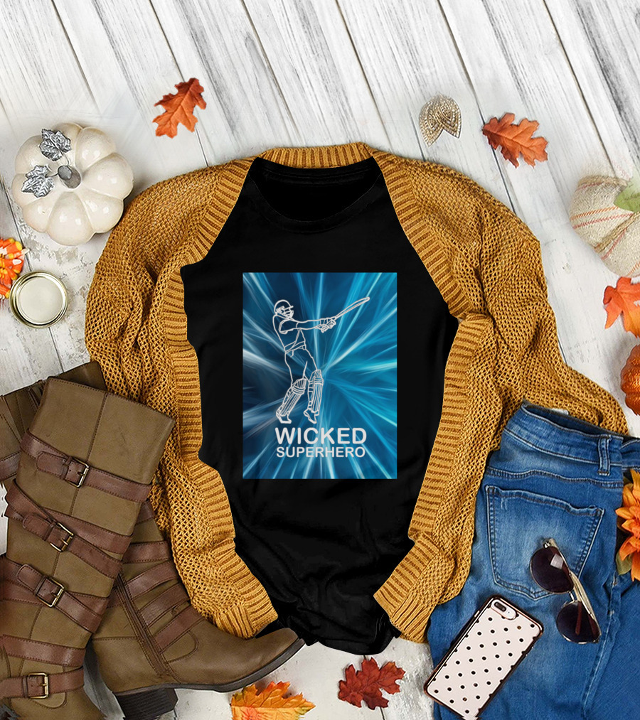 Wicked Superhero Cricket Batter Burst T-Shirt