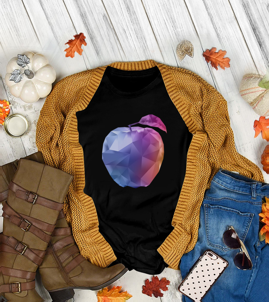 Apple Multicolor Geometric Low Poly T-Shirt