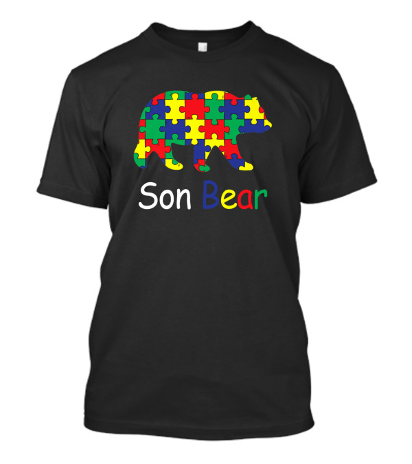Son Bear Autism Awareness Puzzle Support T-Shirt