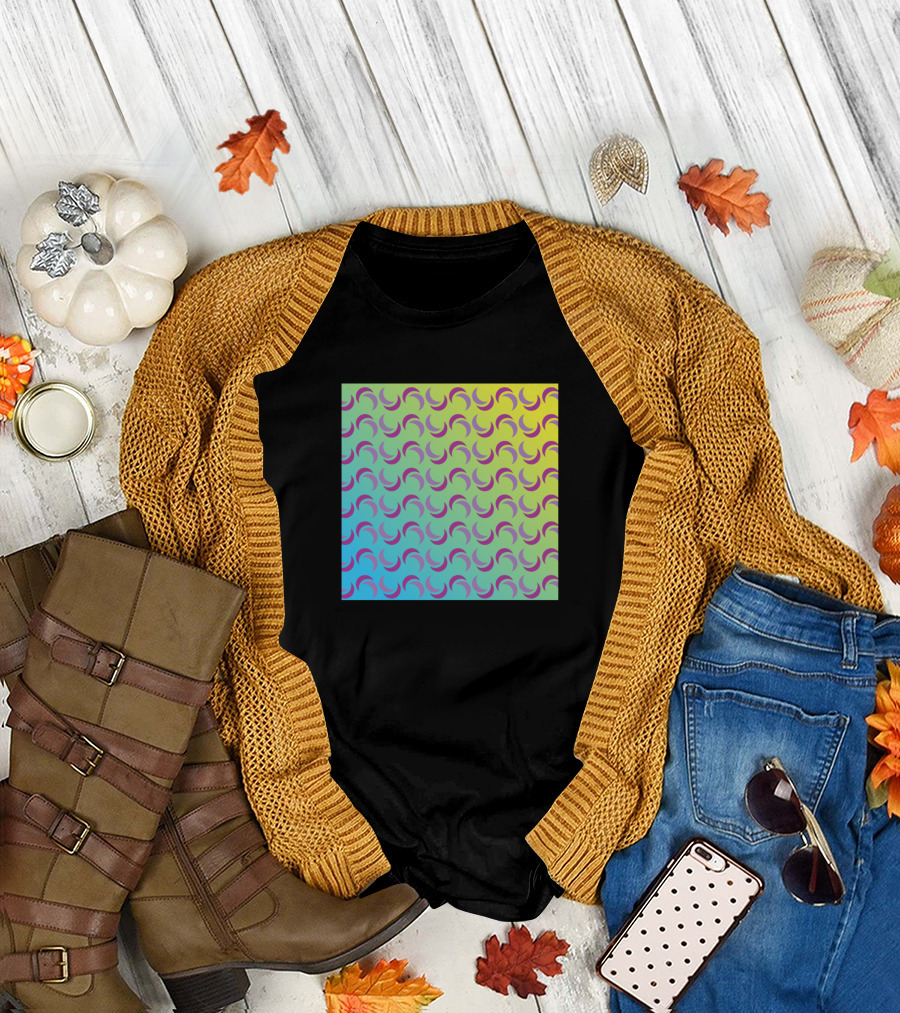 Many Moons Pattern Rainbow Gradient T-Shirt