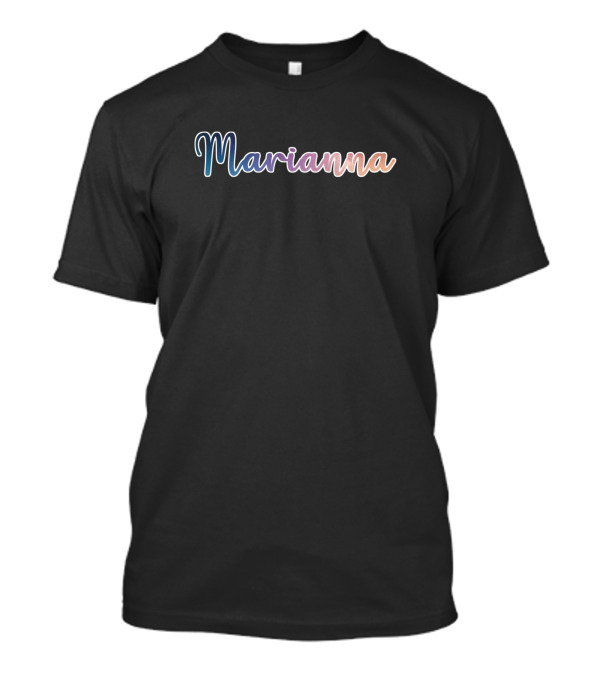Marianna Multi-Color Pastel Script Font T-Shirt