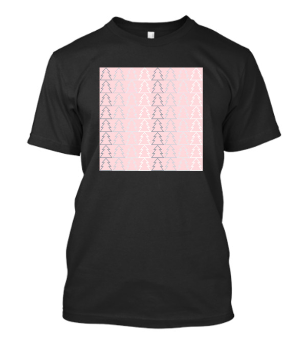 Pink Modern Minimal Christmas Trees Pattern Geometric T-Shirt