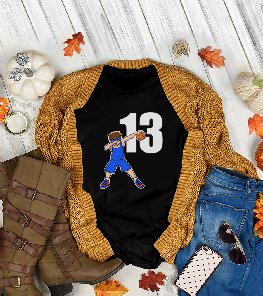 Basketballer Baller Number 13 Dabbing Player T-Shirt