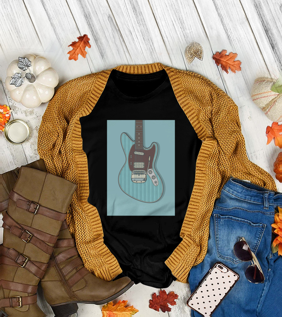 Blue Asymmetrical Guitar Jaguar T-Shirt