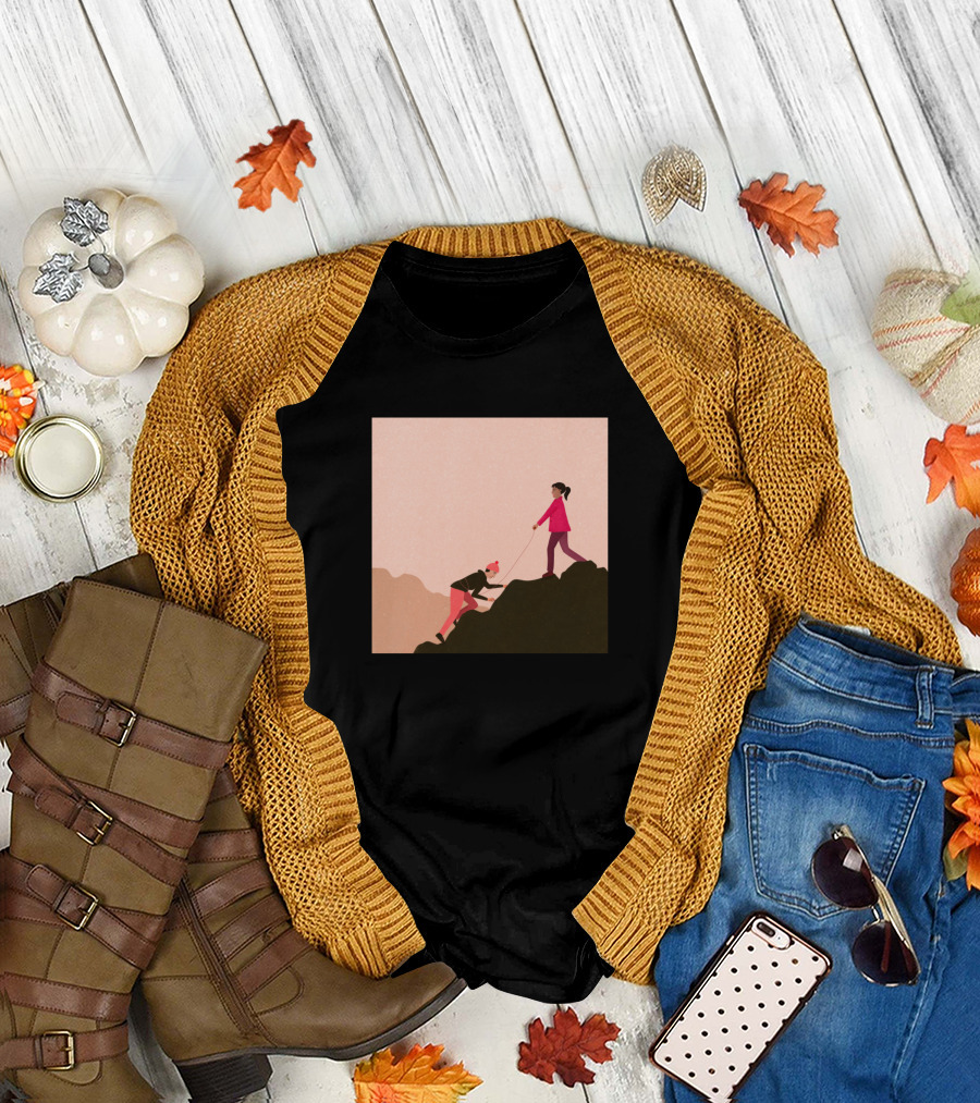 Climbers Helping Each Other in October Mountains T-Shirt