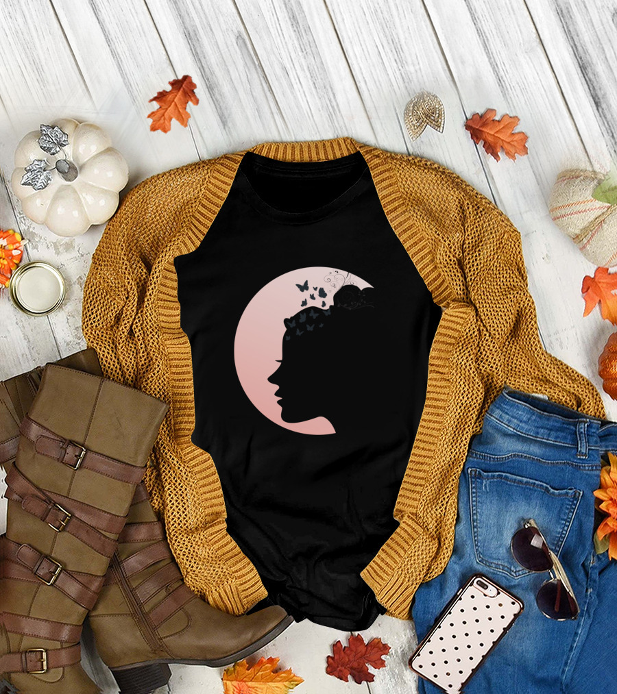 New Fresh Start Silhouette with Butterflies and Pink Circle T-Shirt