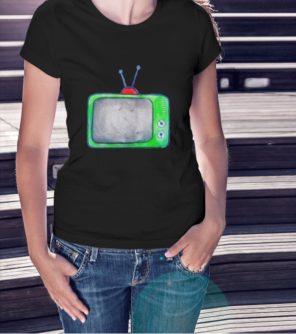 Retro Green Old School TV With Antennas T-Shirt