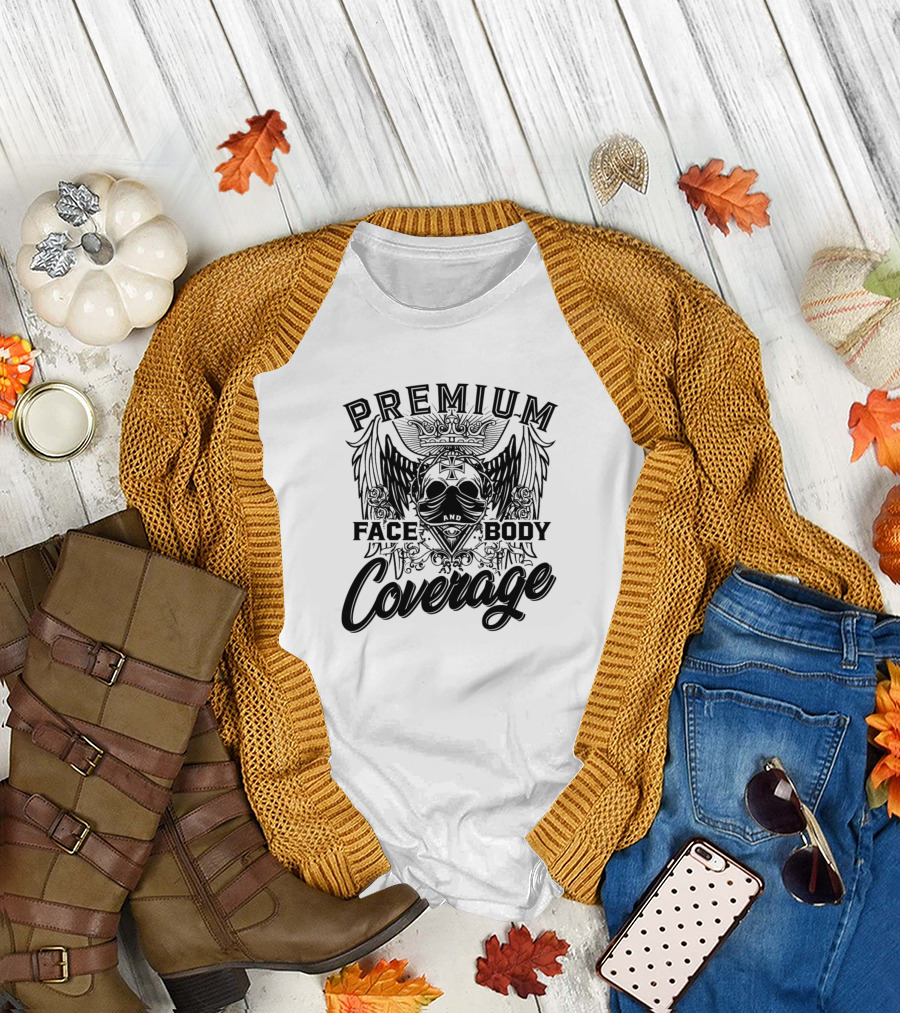 Premium Face and Body Coverage Winged Skull Crown Motif T-Shirt