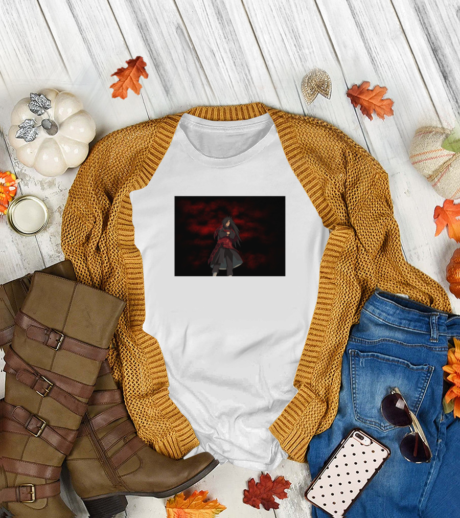 Uchiha Madara Anime Character with Red Clouds T-Shirt