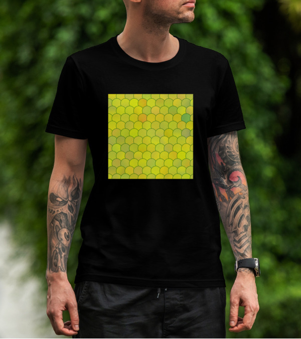 Blobs Pattern Yellow Green Scales T-Shirt