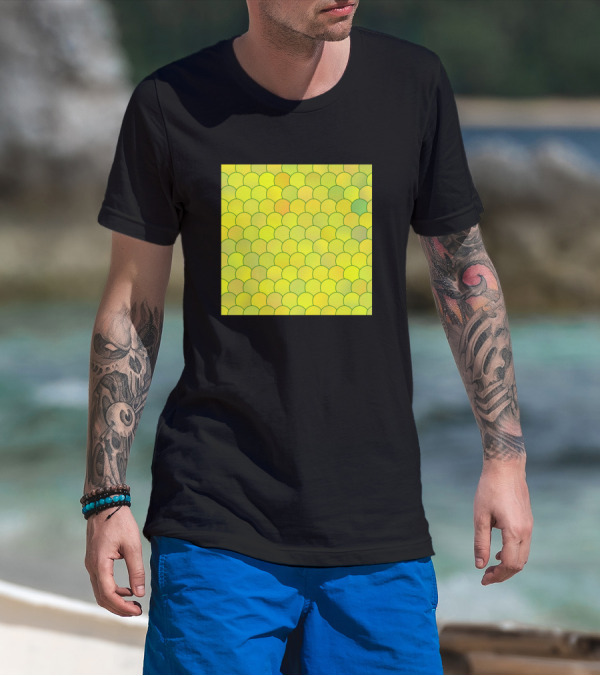 Blobs Pattern Yellow Green Scales T-Shirt