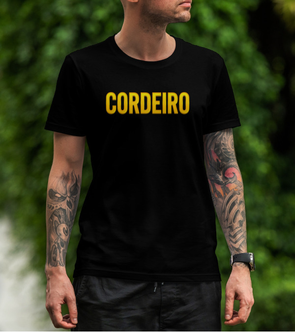 Cordeiro Family Name Bold Yellow Typography T-Shirt
