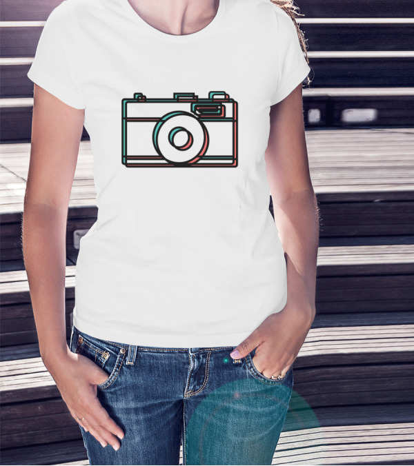 Retro Photography Neon Camera T-Shirt