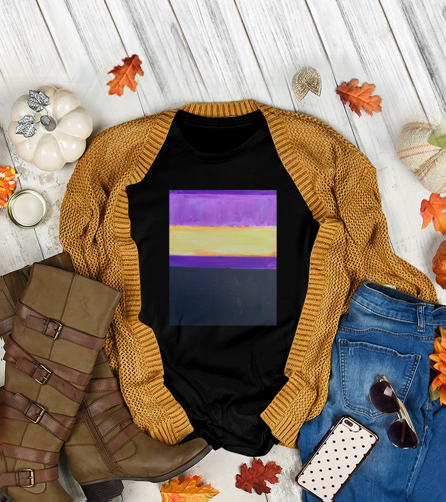 The Color Lilac Mask Abstract Horizontal Stripes T-Shirt