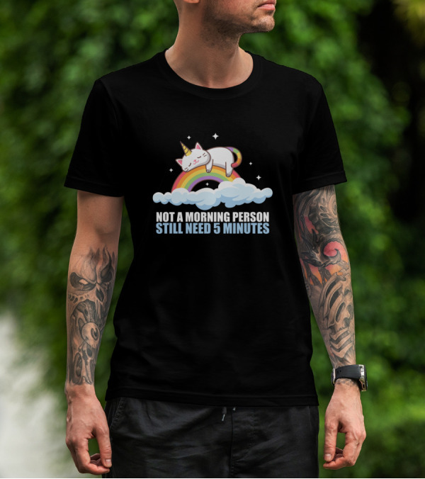 Not A Morning Person Unicorn Still Need 5 Minutes Rainbow Clouds T-Shirt