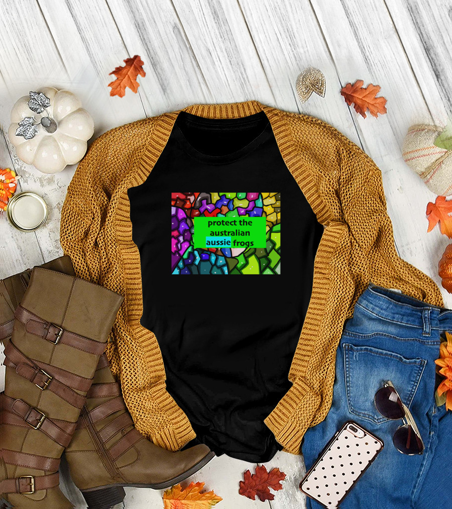 Protect the Australian Aussie Frogs Stained Glass Colorful T-Shirt