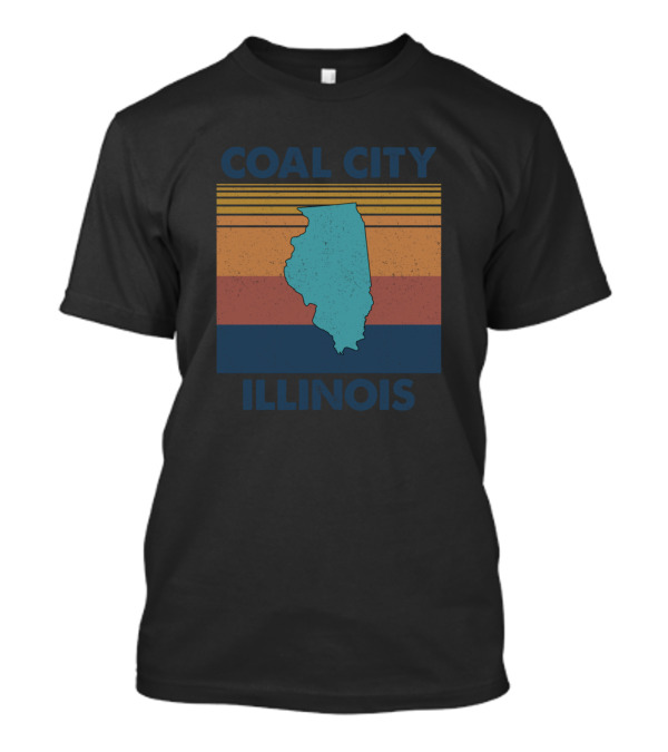 COAL CITY ILLINOIS Retro State Outline Vintage Stripes T-Shirt
