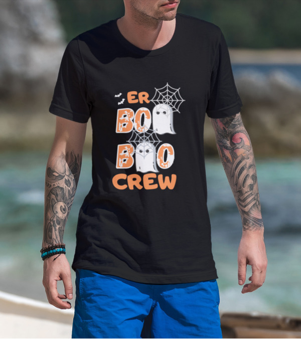 ER Boo Boo Crew Ghosts And Spider Webs Halloween T-Shirt