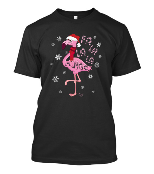 Fa La La La Mingo Santa Hat Flamingo With Snowflakes T-Shirt