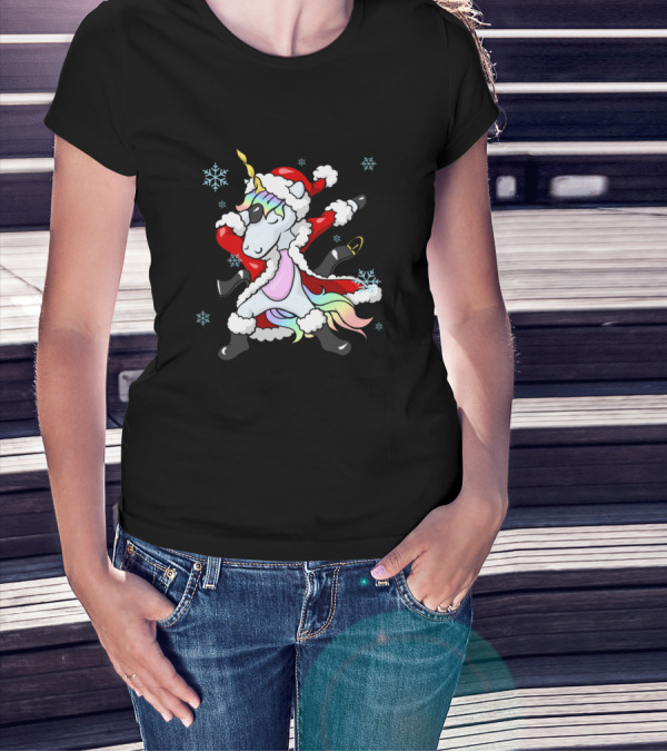 Santa Unicorn Dab Christmas Fun T-Shirt