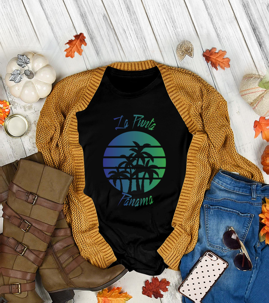 La Punta Panama Palm Tree Sunset T-Shirt