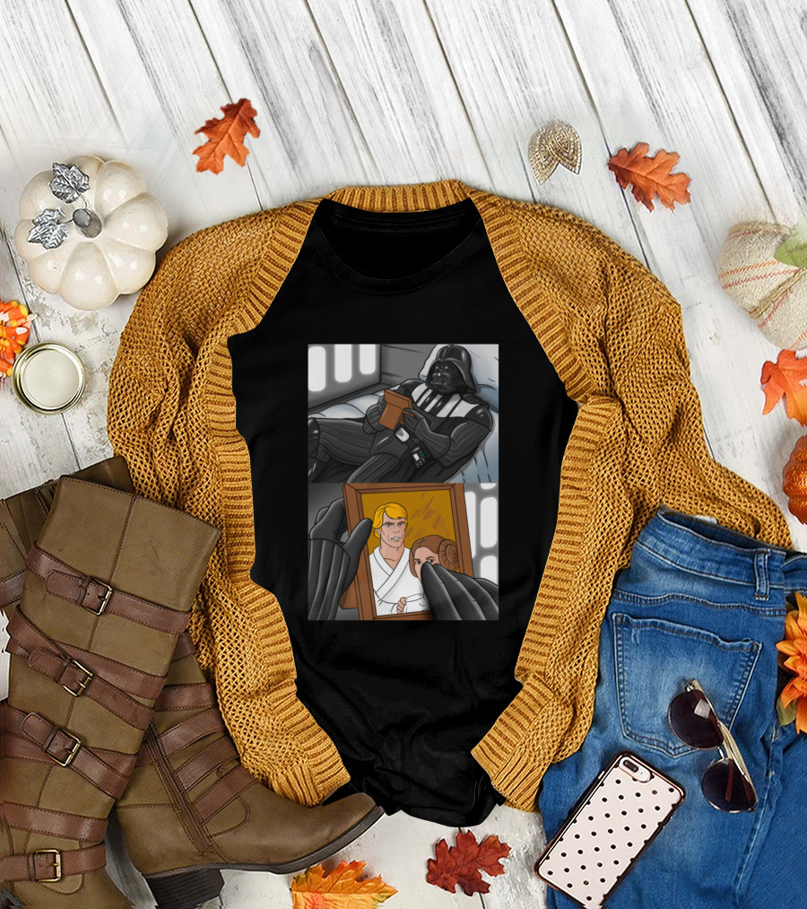 Darth Vader Nostalgia Family Photo with Luke and Leia T-Shirt