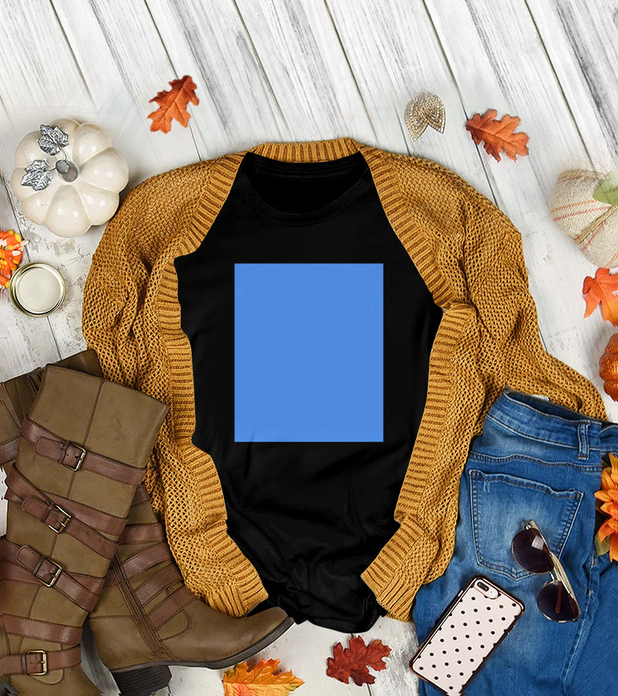 Plain Blue Square Minimalist Aesthetic T-Shirt