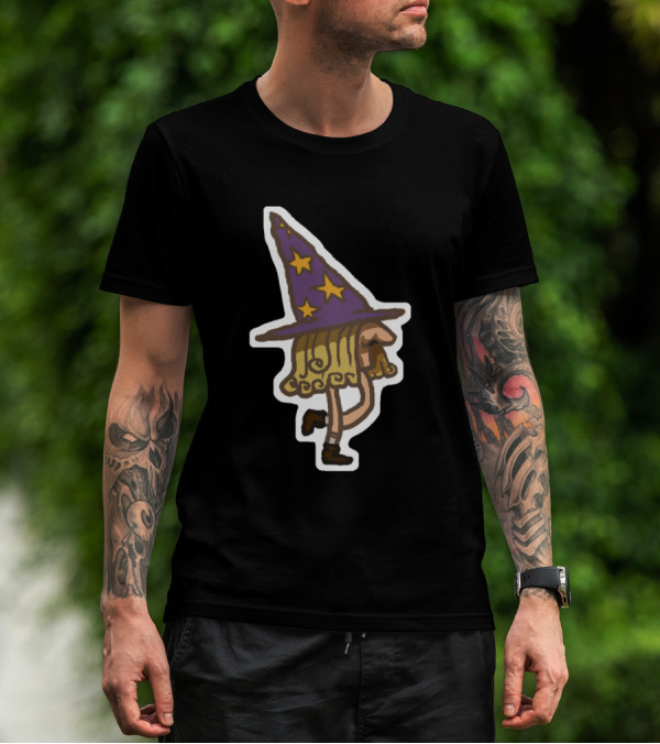 Shroomy Forest Wizard Hat Walking Fun Stars T-Shirt