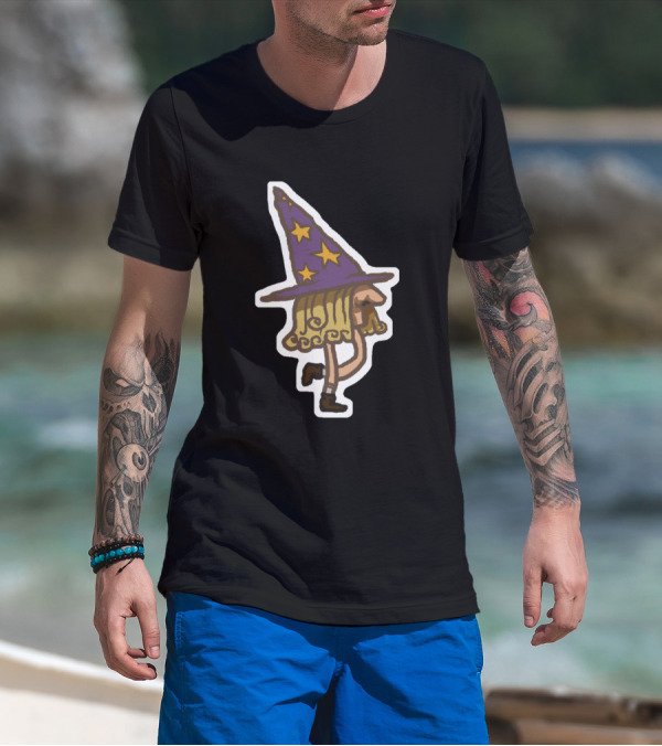 Shroomy Forest Wizard Hat Walking Fun Stars T-Shirt