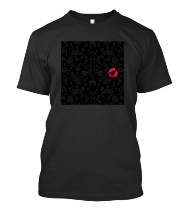 Union Cat Minimal Black Paisley Pattern Bandana T-Shirt