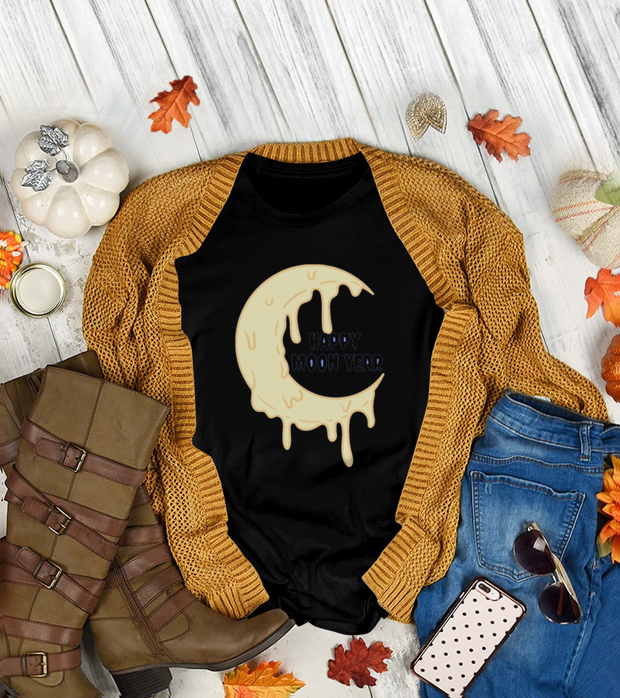 Happy Moon Year Melting Crescent T-Shirt