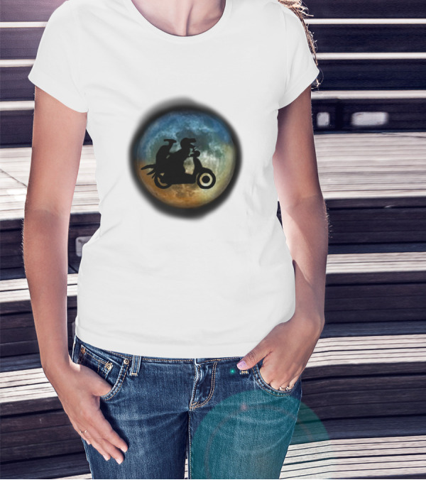 Riding Dinosaurs On The Moon Scooter Adventure T-Shirt