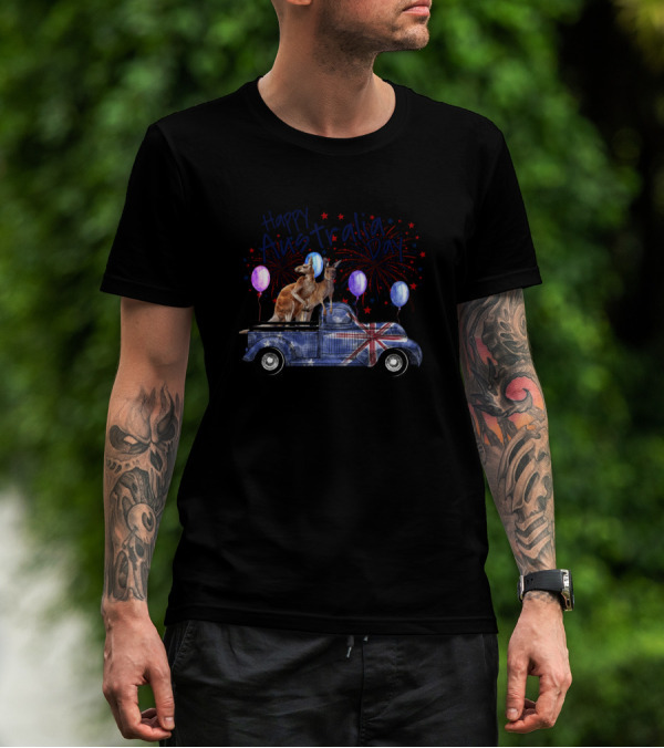 Happy Australia Day Kanguru Kanguru Wild Life With Kangaroos And Balloons T-Shirt