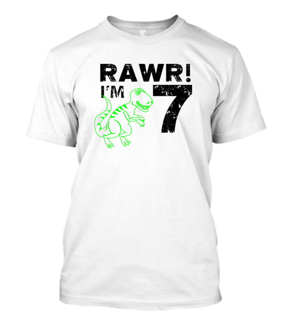 RAWR I'm 7 Dinosaur Birthday 7th Seven Year Old T-Shirt