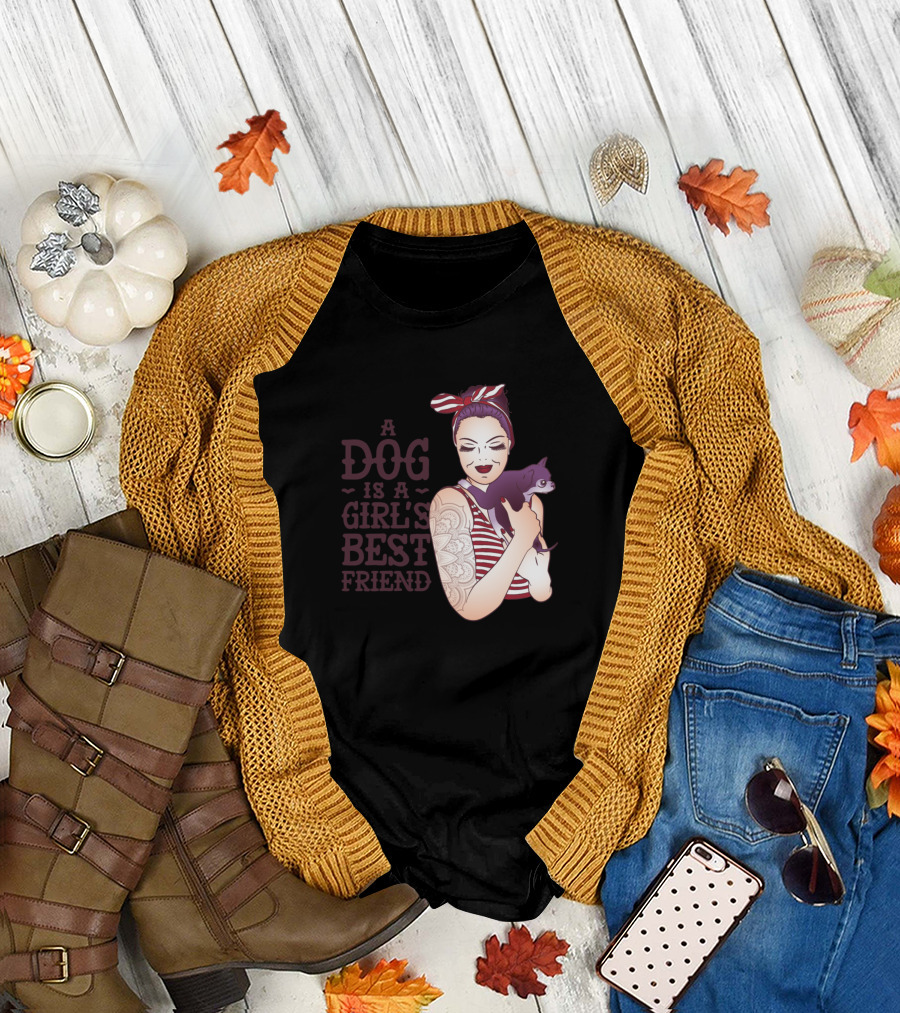 A Dog is a Girl's Best Friend Retro Pin Up T-Shirt