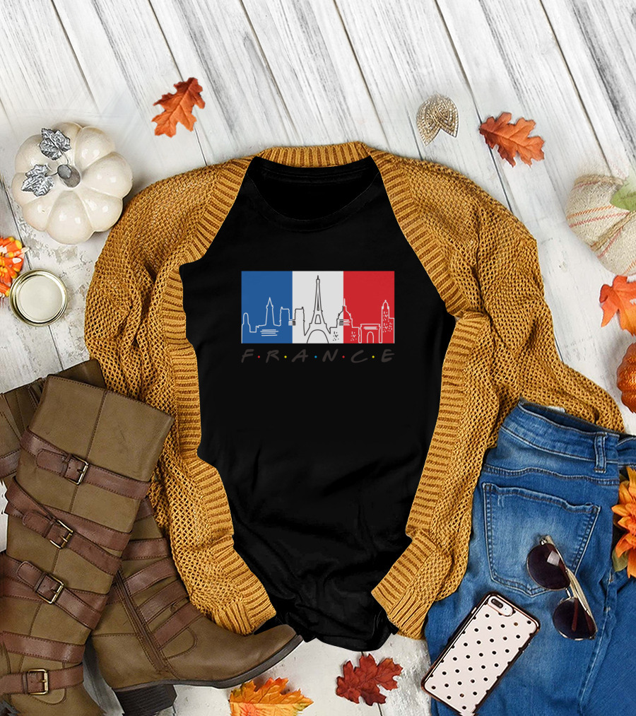 France Eiffel Tower Flag and Skyline Iconic Landmarks T-Shirt