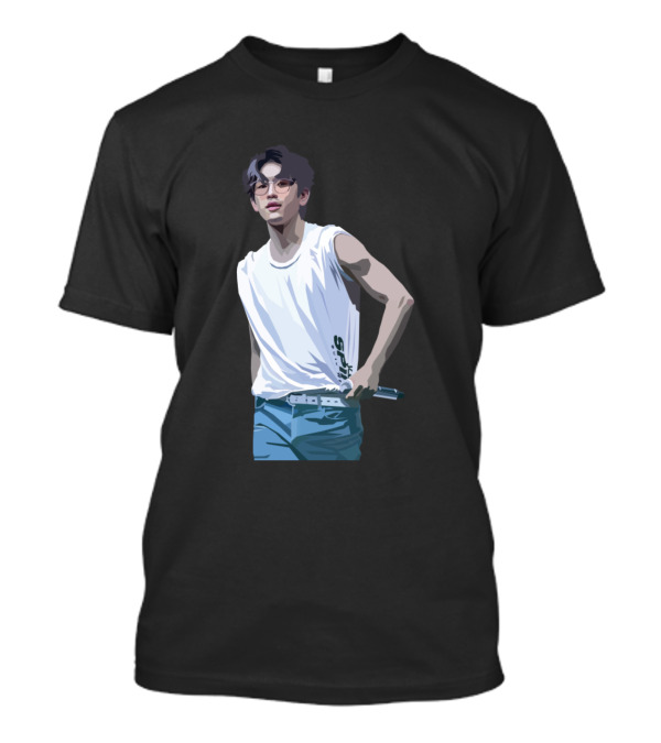 Jinyoung Casual Style Glasses Holding Microphone T-Shirt