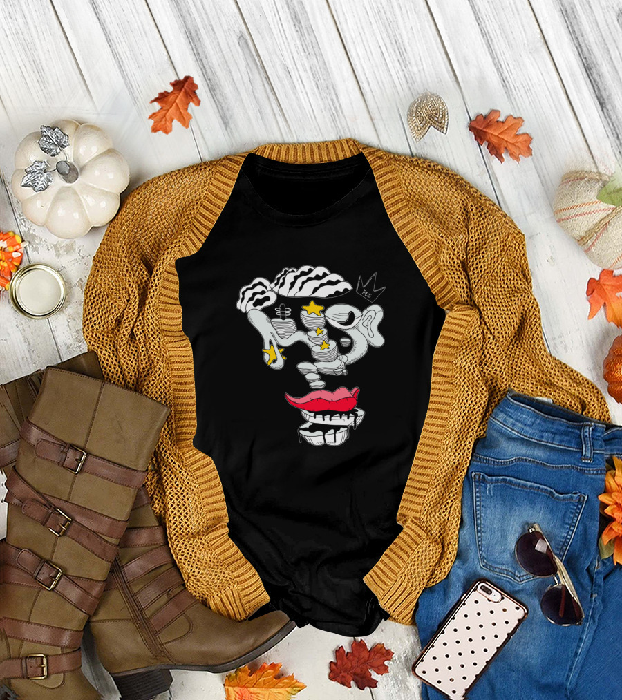 King Drippy Lip PX Crown Abstract Art Stars και Lips T-Shirt