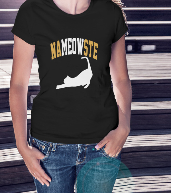 Nameowste Stretching Yoga Cat Pun T-Shirt