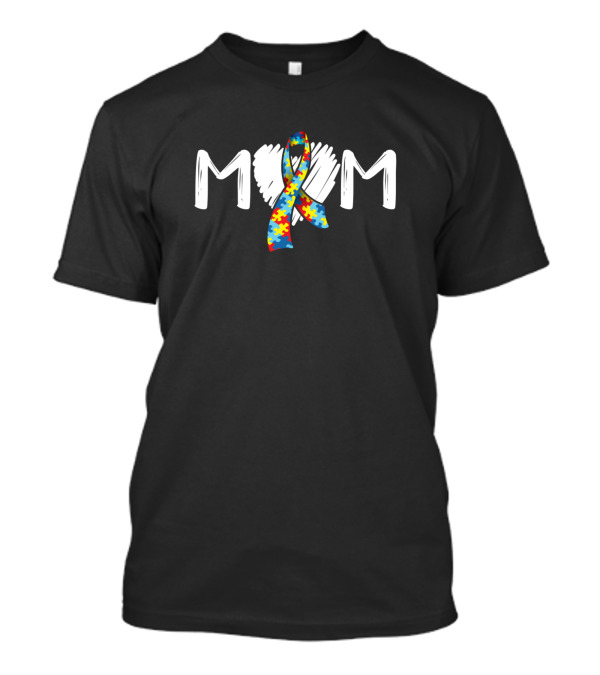 Autism Mom Support Awareness Puzzle Ribbon Heart T-Shirt