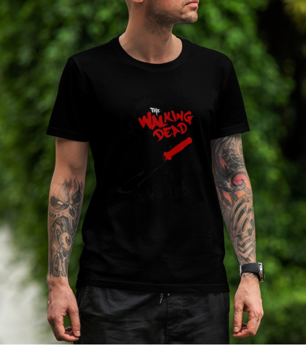 The Walking Dead Silhouette And Red Bat Icon With Character Lineup T-Shirt