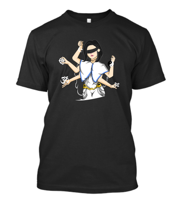 The Social Judge Multifaith Symbols Blindfolded Justice T-Shirt
