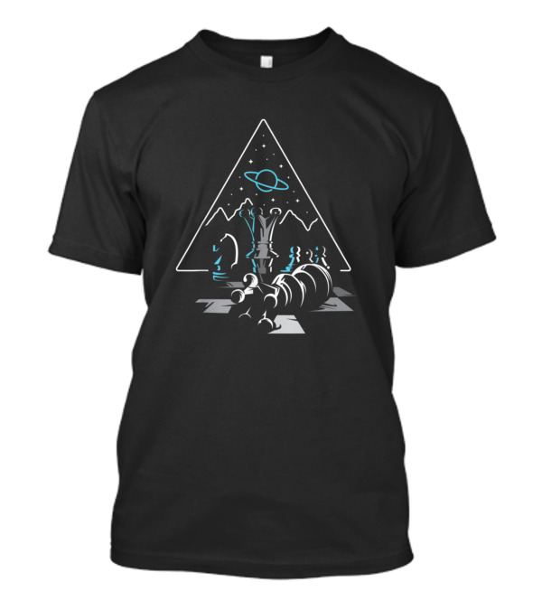 Abstract Colorful Chess Pieces Chess Lover Cosmic Landscape T-Shirt