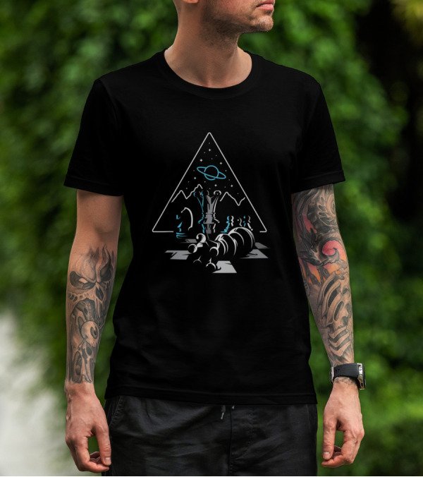Abstract Colorful Chess Pieces Chess Lover Cosmic Landscape T-Shirt