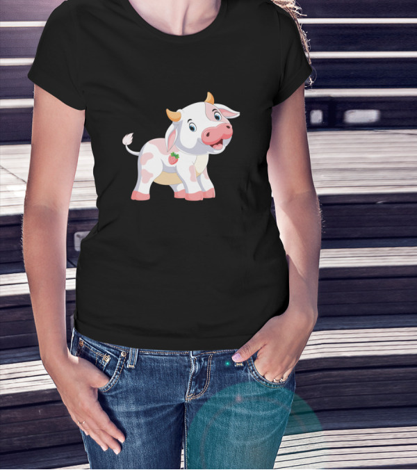 Cows Strawberry Cow Strawberry Pink Cow 474 Farmin Adorable Cartoon T-Shirt