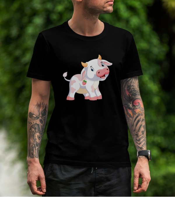 Cows Strawberry Cow Strawberry Pink Cow 474 Farmin Adorable Cartoon T-Shirt