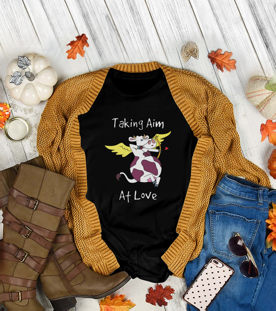 Cows Taking Aim At Love Cupid Wings Bow Arrow T-Shirt