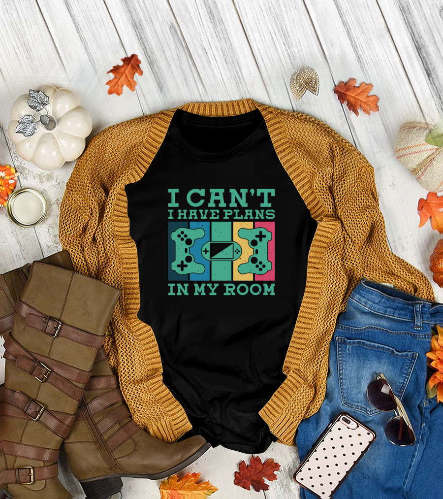 I Can’t I Have Plans In My Room Retro Gaming Controllers T-Shirt