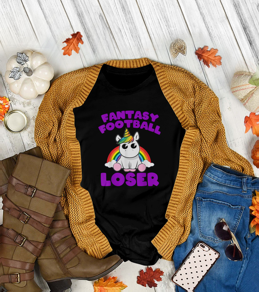 Fantasy Football Loser Unicorn Rainbow T-Shirt