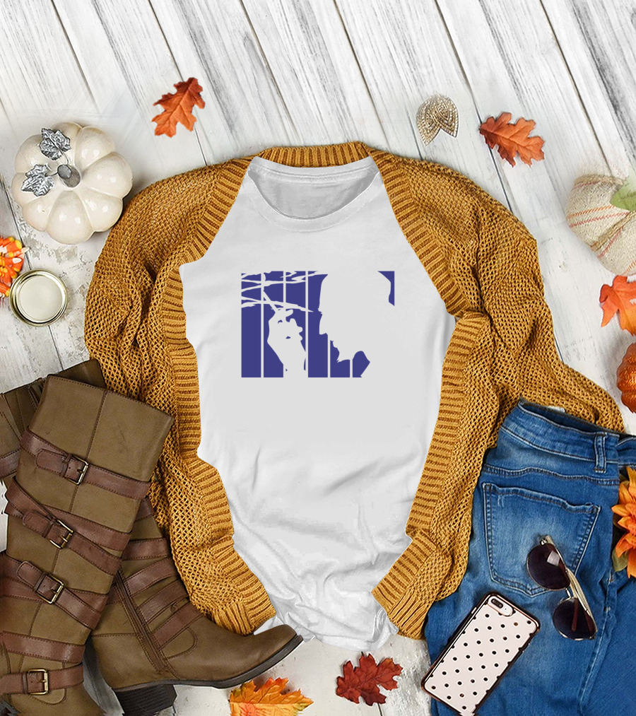 Jet Silhouette with Cigarette and Barbed Wire in Blue Shadow T-Shirt